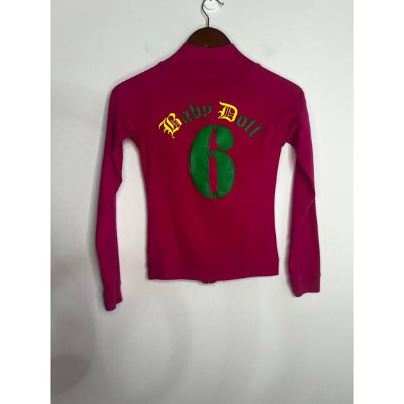Y2K wet, seal, baby doll, full zip, hot pink sweatshirt size small - Picture 5 of 6